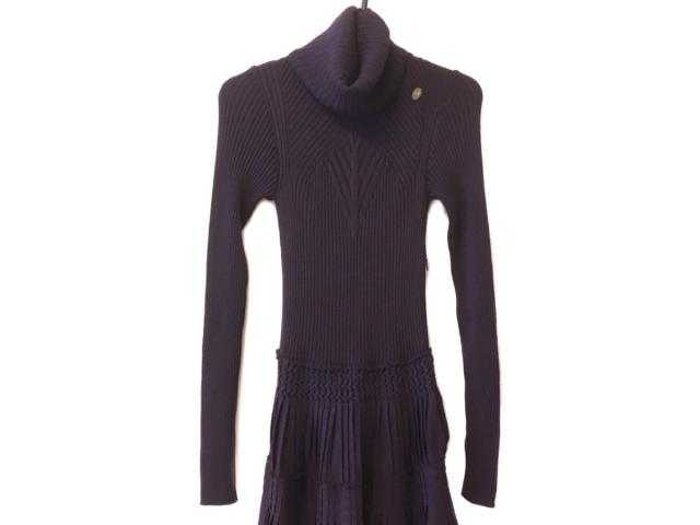 シャネル Chanel ワンピース レディース P パープル タートルネック 長袖 ひざ丈 ニット プリーツ 中古 0814の通販はau Pay マーケット ブランディア Au Pay マーケット店