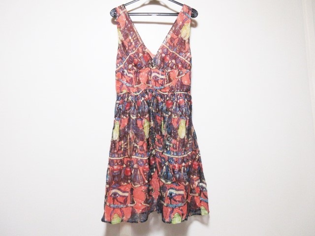 イッサロンドン Issa ワンピース サイズus6 M レディース ダークブラウン オレンジ マルチ 中古 08の通販はau Pay マーケット ブランディア Au Pay マーケット店