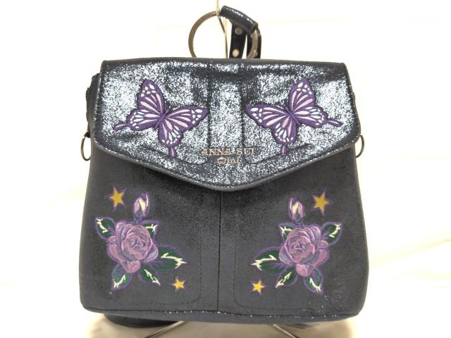 アナスイミニ Anna Sui Mini リュックサック レディース ネイビー パープル マルチ ラメ 刺繍 ヌバック 中古 の通販はau Pay マーケット ブランディア Au Pay マーケット店