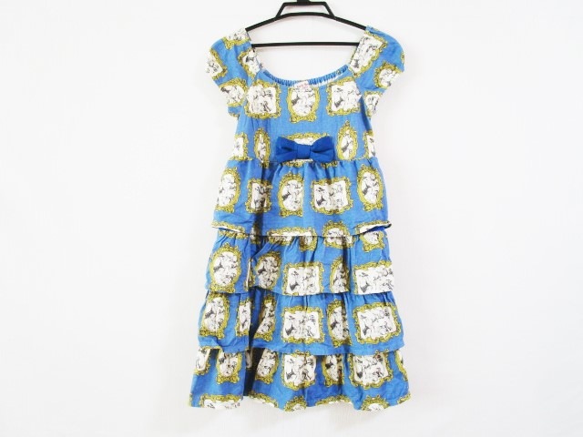 エミリーテンプルキュート ワンピース レディース ブルー アイボリー マルチ 半袖 ひざ丈 ティアード リボン 中古 の通販はau Pay マーケット ブランディア Au Pay マーケット店