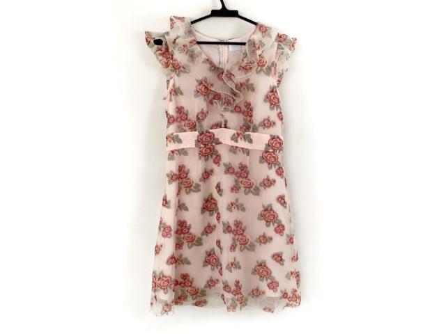 ハロッズ ワンピース サイズ2 M レディース ライトピンク レッド ダークグリーン Vネック 半袖 ひざ丈 花柄 フリル 中古 の通販はau Pay マーケット ブランディア Au Pay マーケット店