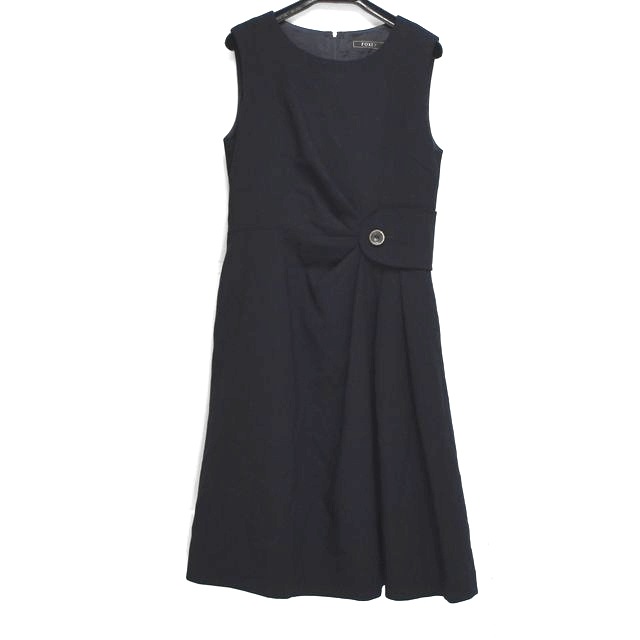 フォクシー Foxey ワンピース サイズ42 L レディース ダークネイビー クルーネック ノースリーブ ひざ丈 中古 の通販はau Pay マーケット ブランディア Au Pay マーケット店