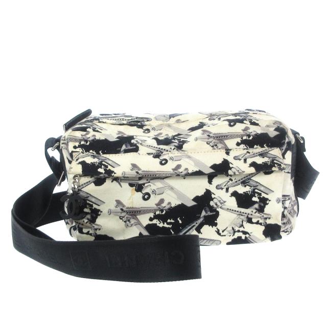 シャネル Chanel ショルダーバッグ レディース スポーツライン アイボリー 黒 グレー 飛行機柄 キャンバス 中古 の通販はau Pay マーケット ブランディア Au Pay マーケット店