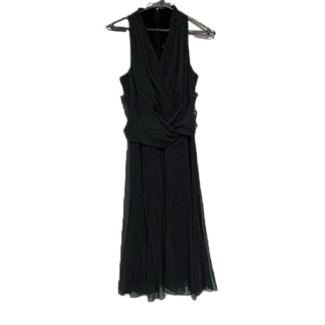 気質アップ Epoca エポカ ワンピース サイズ38 M レディース美品 黒 Vネック ノースリーブ ひざ丈 フラワー 花 還元祭 Aivs60 Org