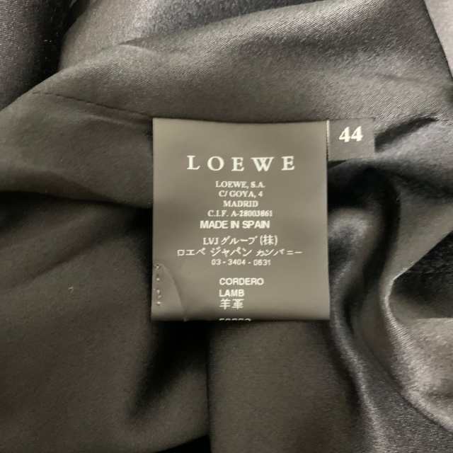 ロエベ LOEWE コート サイズ44 レディース 美品 - 黒 ノーカラー/ラムレザー/秋/冬【中古】20230910