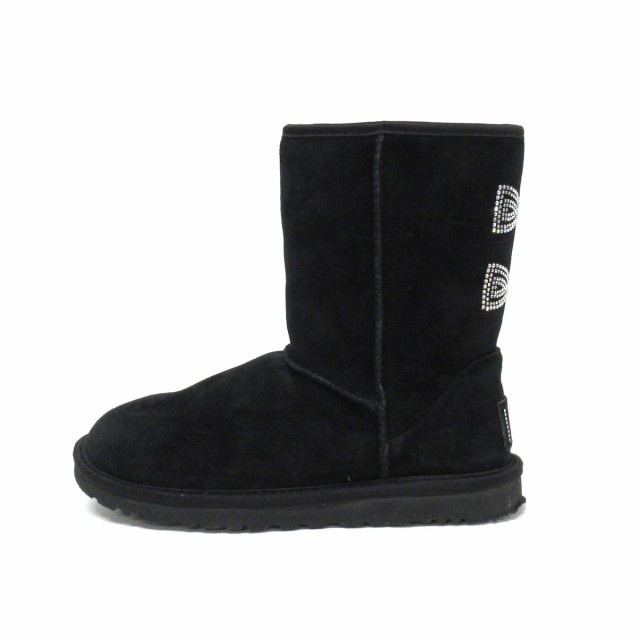 アグ UGG ブーツ レディース クラシックショート クリスタル ボウ 1006698 黒×クリア ラインストーン/リボン  ムートン【中古】20240218｜au PAY マーケット