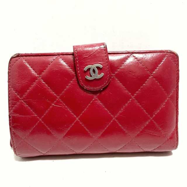 シャネル CHANEL 2つ折り財布 レディース マトラッセ レッド ココマーク/ラウンドファスナー/シルバー金具  ラムスキン【中古】20230830｜au PAY マーケット