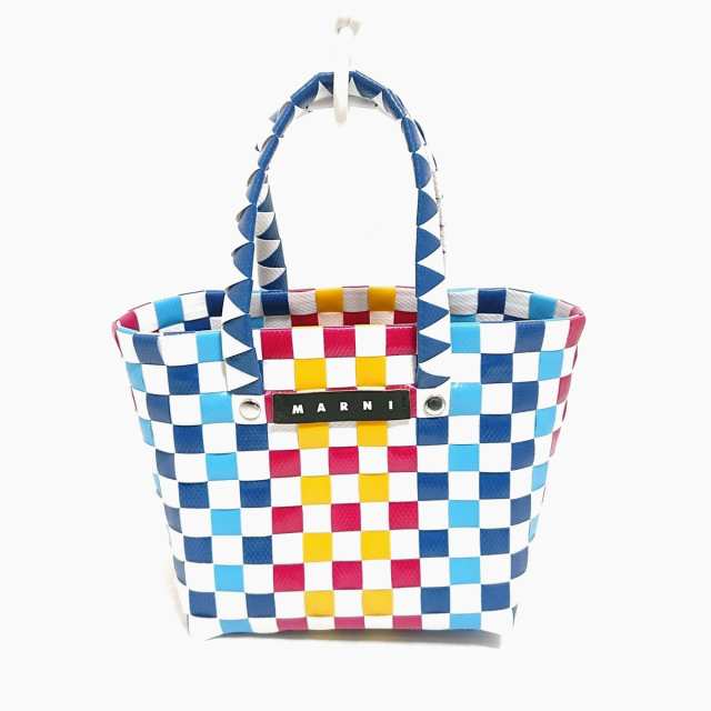 マルニ MARNI トートバッグ レディース 美品 - 白×ネイビー×マルチ ...