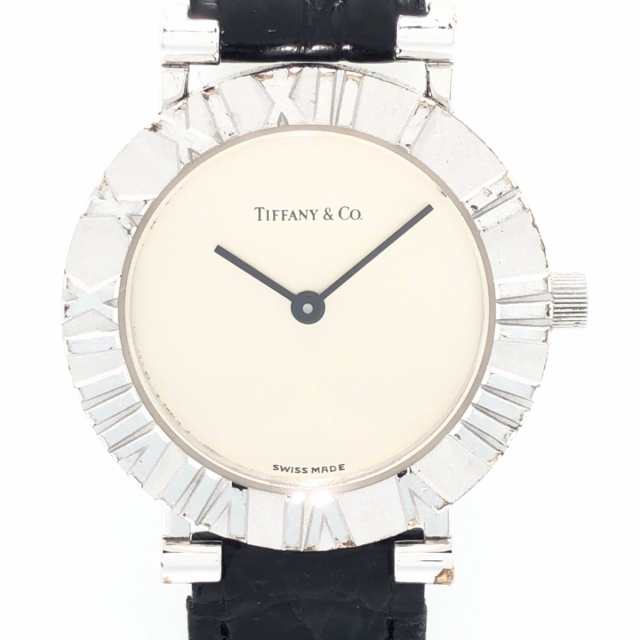 【新品電池】ティファニー アトラス レディース 腕時計 シルバー 革ベルト