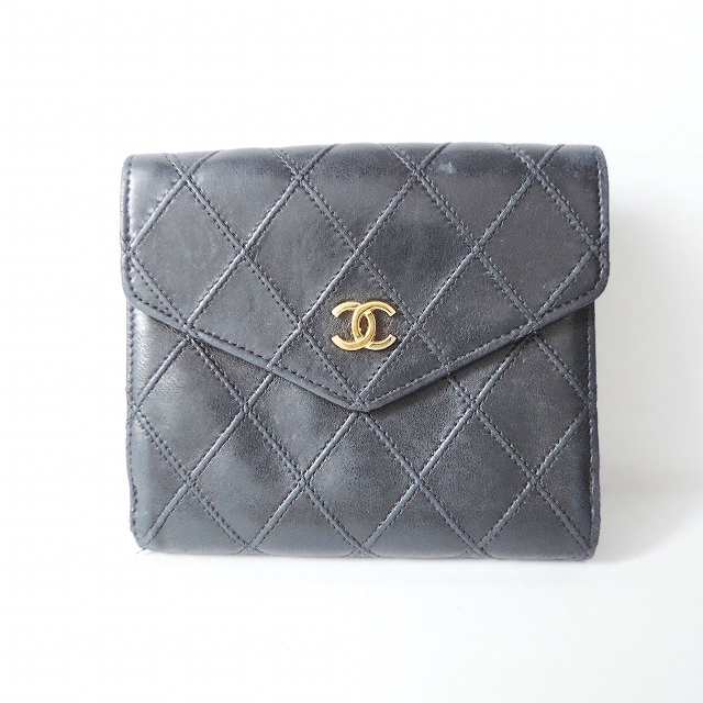 CHANEL シャネル Wホック財布 ビコローレ 黒