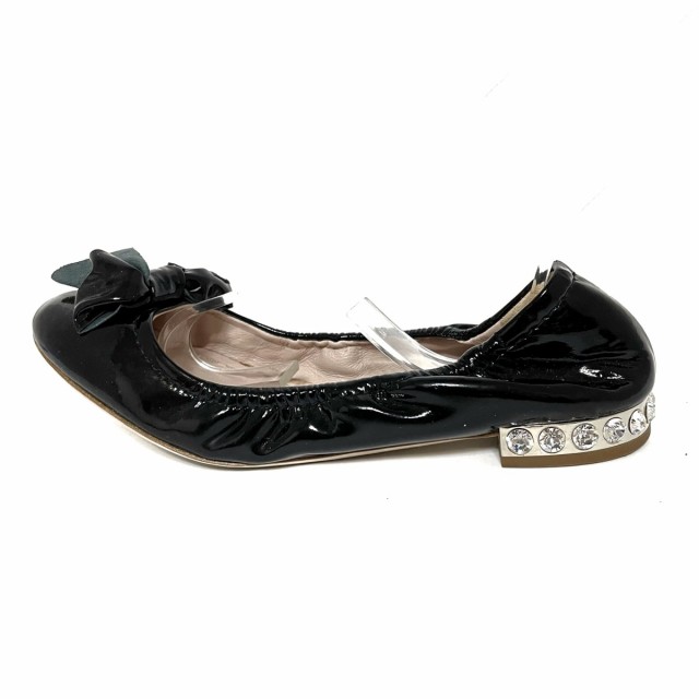 グランドセール miumiu エナメル ラインストーン シューズ 36