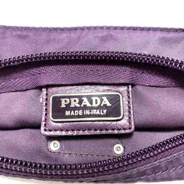 プラダ PRADA ポーチ レディース 美品 - パープル ナイロン×レザー