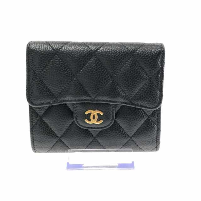 シャネル CHANEL 3つ折り財布 レディース マトラッセ A82288 黒 ココ