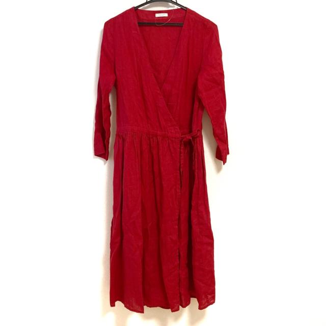 フォグリネンワーク Fog Linen Work Flw ワンピース レディース レッド 長袖 ロング 麻 カシュクール 中古 2724の通販はau Pay マーケット ブランディア Au Pay マーケット店