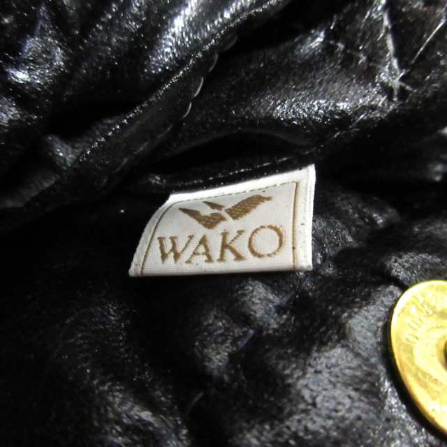 ワコー WAKO トートバッグ レディース 美品 黒×ゴールド ボーダー