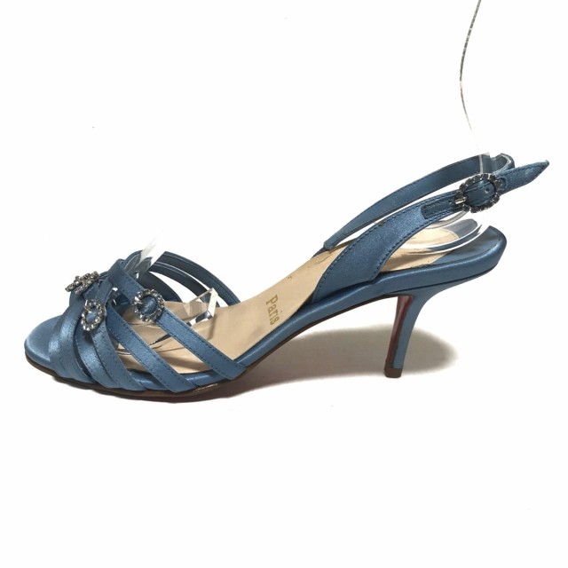 クリスチャンルブタン CHRISTIAN LOUBOUTIN サンダル 35 レディース 美品 - ライトブルー ラインストーン  サテン【中古】20221111｜au PAY マーケット