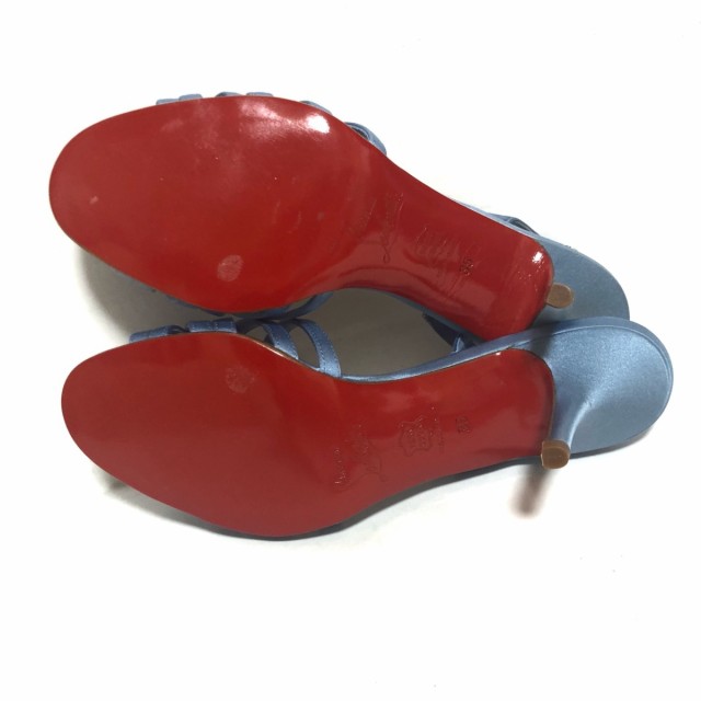 クリスチャンルブタン CHRISTIAN LOUBOUTIN サンダル 35 レディース 美品 - ライトブルー ラインストーン  サテン【中古】20221111