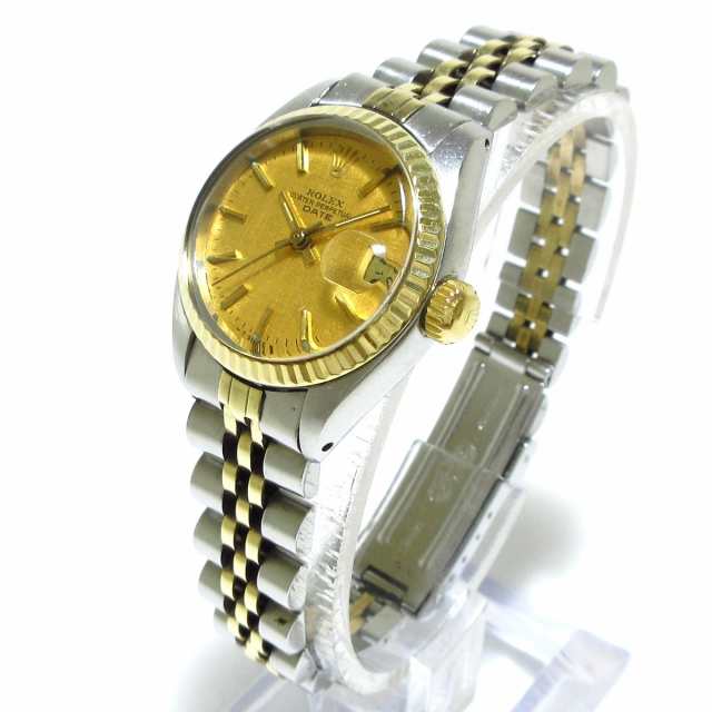 ROLEX ロレックス 腕時計 K18YG×SS ゴールド 6917 19コマ プラ風防 モザイク文字盤 レディース オイスターパーペチュアルデイト