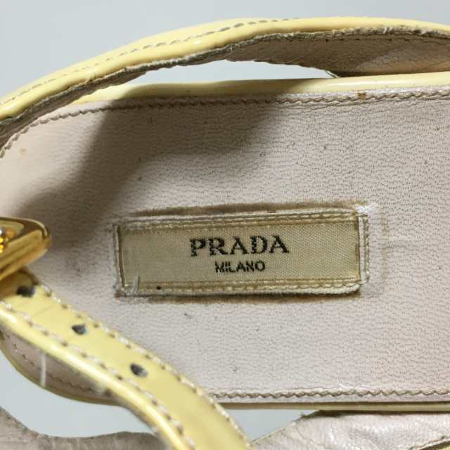 プラダ PRADA サンダル 37 レディース - アイボリー ウェッジソール