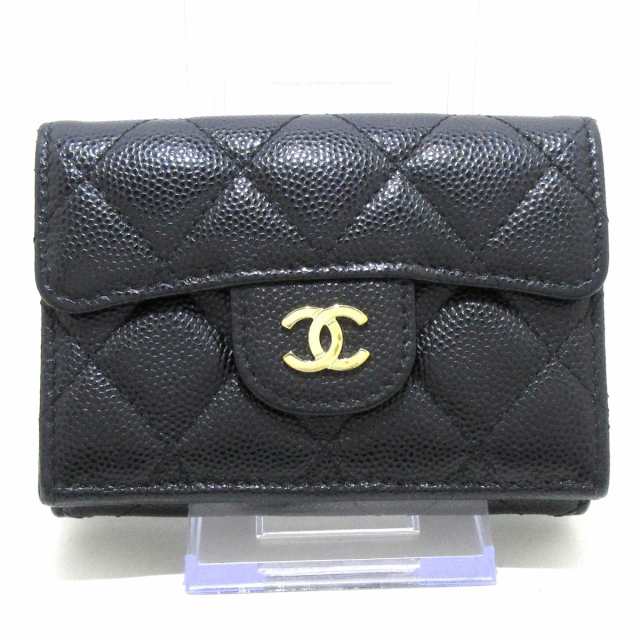 シャネル CHANEL 3つ折り財布 レディース 美品 マトラッセ AP0230 黒