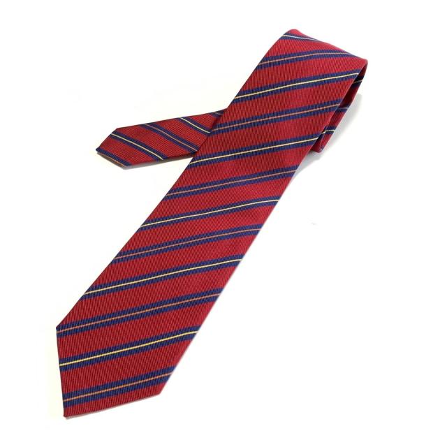 モンテグラッパ montegrappa ネクタイ メンズ - レッド×ダークネイビー ストライプ【中古】20231129の通販は