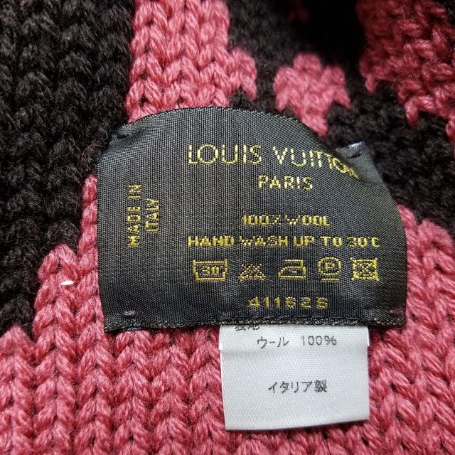 ルイヴィトン LOUIS VUITTON マフラー レディース - レッド×黒 ウール