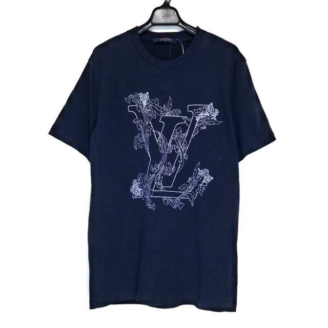 美品 VUITTON ルイヴィトン Tシャツ 半袖 フラワーTシャツ 紺 【国産】