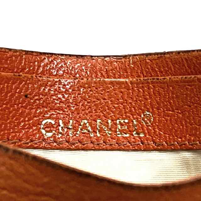 シャネル CHANEL カードケース レディース - オレンジ レザー【中古