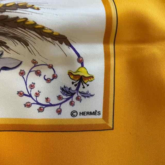 エルメス HERMES スカーフ レディース 美品 カレ90 イエロー×パープル