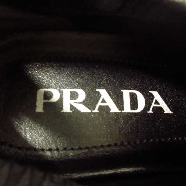 プラダ PRADA スリッポン 35 レディース - 黒×白 ナイロン