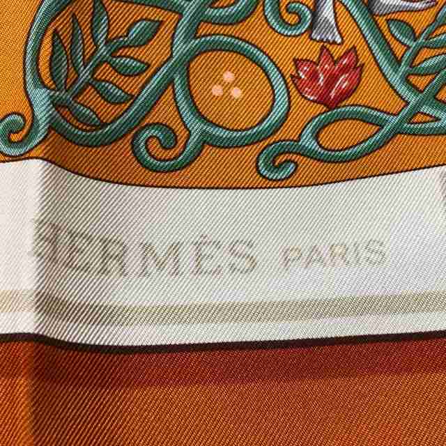 エルメス HERMES スカーフ レディース 美品 カレ90 オレンジ×ブルー