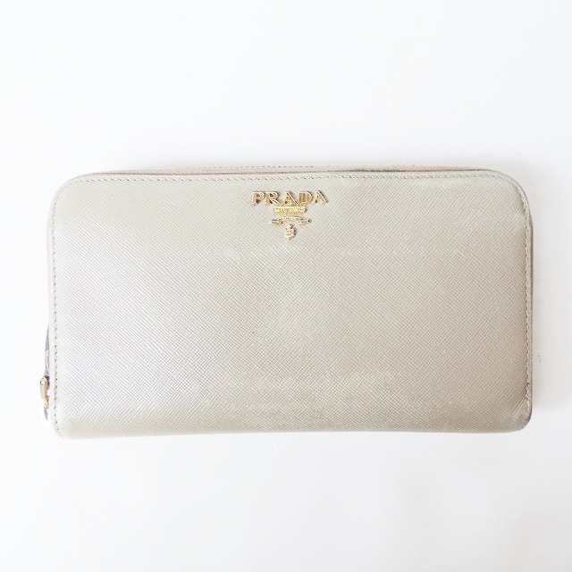 プラダ PRADA 長財布 レディース - 1ML506 ベージュ レザー【中古