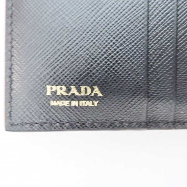プラダ PRADA 2つ折り財布 レディース 美品 - 1MV204 黒 レザー【中古】20230926
