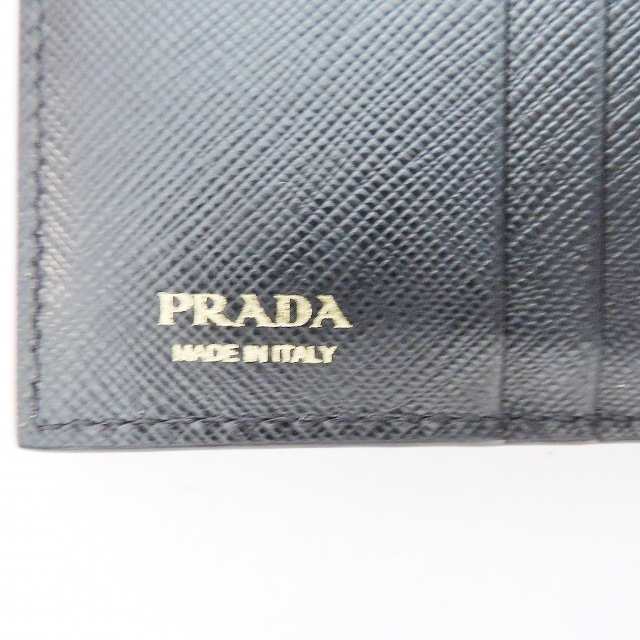 プラダ PRADA 2つ折り財布 レディース 美品 - 1MV204 黒 レザー【中古