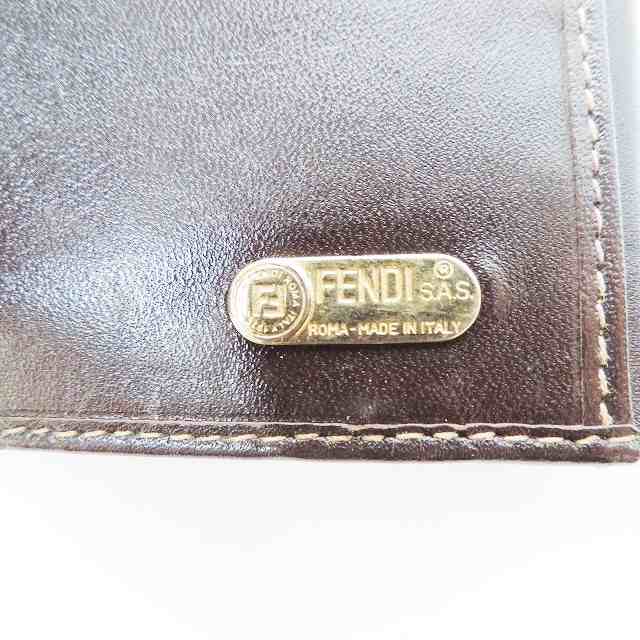 フェンディ FENDI 3つ折り財布 レディース ズッカ柄 ブラウン×黒 ジャガード×レザー【中古】20230802