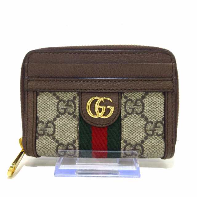 通販早割 グッチ GUCCI コインケース レディース 美品 オフィディア 658552 ダークブラウン×アイボリー×マルチ パスケース付き 