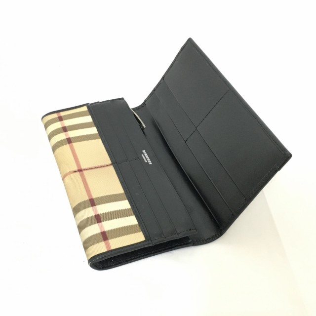 バーバリーロンドン Burberry LONDON 長財布 レディース - ベージュ×黒×マルチ チェック柄  PVC(塩化ビニール)×レザー【中古】20230905