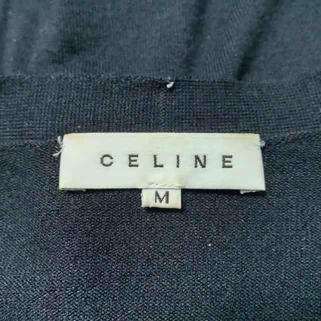 セリーヌ CELINE カーディガン ニット フリル リボン 長袖 M 黒