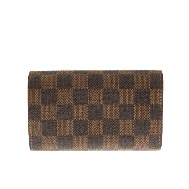 ルイヴィトン LOUIS VUITTON 2つ折り財布 ダミエ レディース ポルト モネ・ビエ トレゾール N61730 エベヌ【中古】20230628