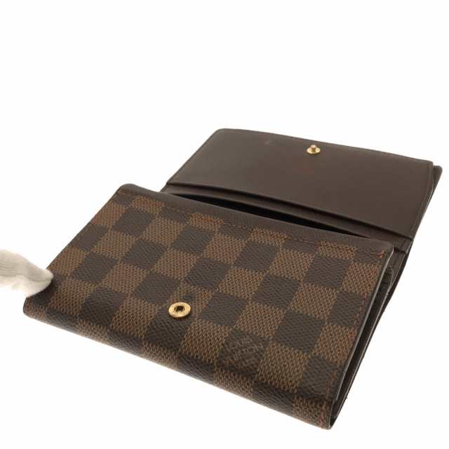 ルイヴィトン LOUIS VUITTON 2つ折り財布 ダミエ レディース ポルト モネ・ビエ トレゾール N61730 エベヌ【中古】20230628