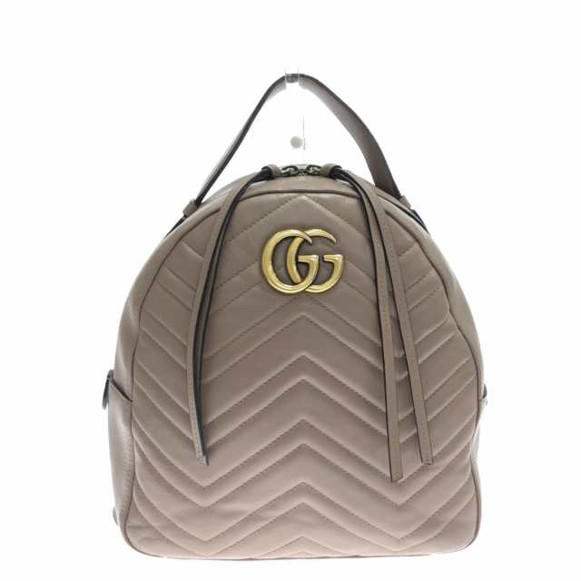 グッチ GUCCI リュックサック レディース GGマーモント キルティングレザー バックパック 476671 ベージュ  レザー【中古】20230818｜au PAY マーケット