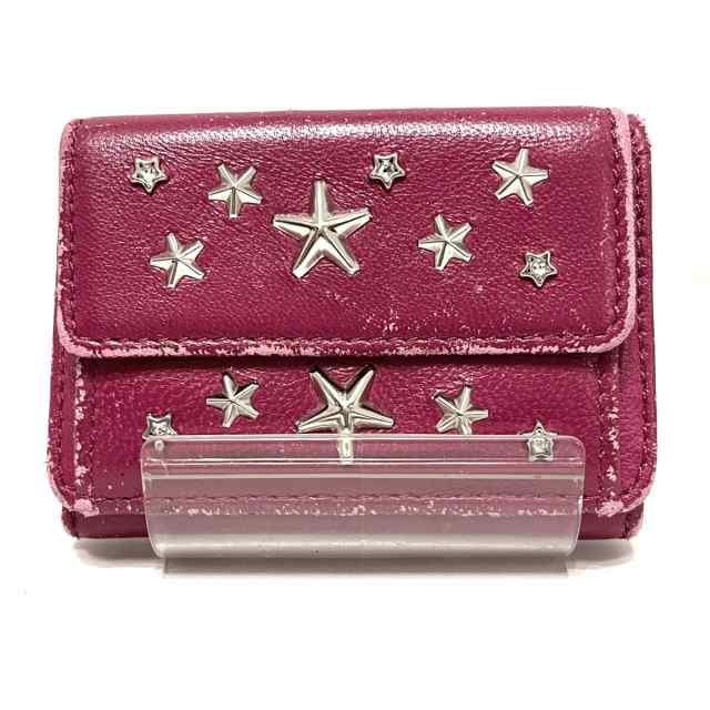 ジミーチュウ JIMMY CHOO 3つ折り財布 レディース - ピンク スタッズ/スター(星) レザー【中古】20230524｜au PAY  マーケット
