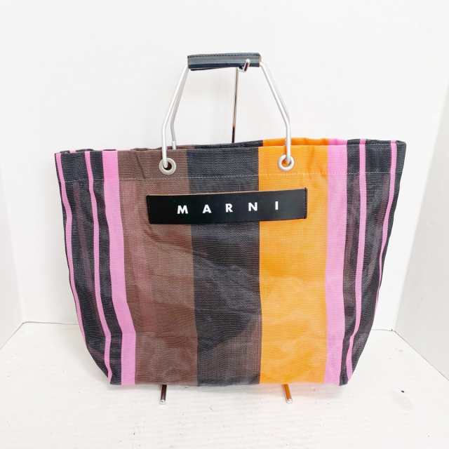 セールOFF マルニ MARNI フラワーカフェマーケット ストライプバッグ ...