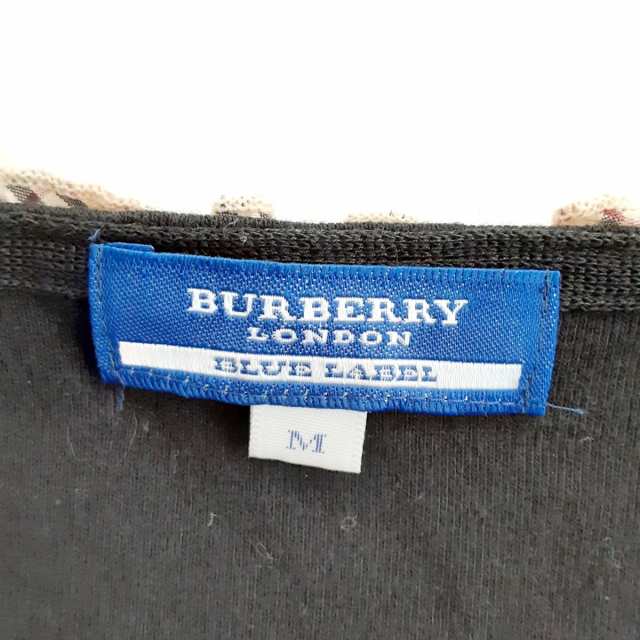 バーバリーブルーレーベル Burberry Blue Label カーディガン サイズM レディース - 黒×ベージュ×マルチ  長袖【中古】20230602