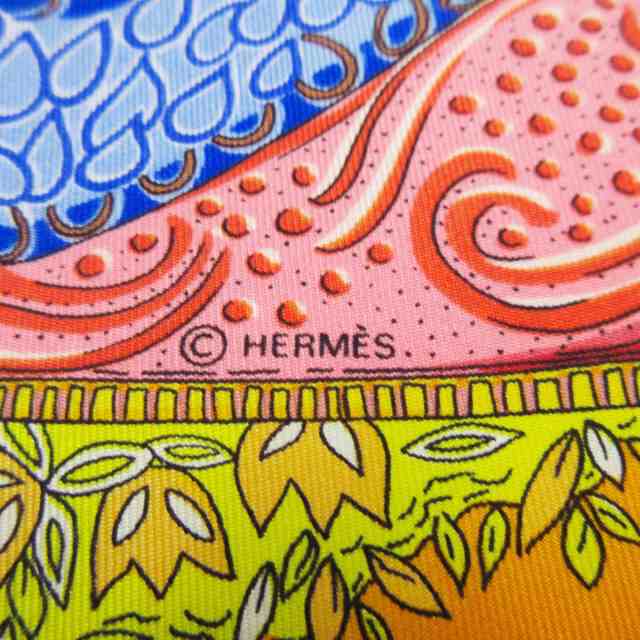 エルメス HERMES スカーフ レディース 美品 カレ90 オレンジ×ピンク×マルチ OMBRES ET LUMIERES【中古】20230604