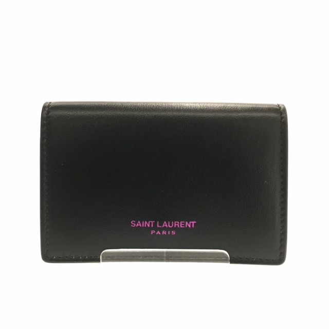 サンローランパリ SAINT LAURENT PARIS 3つ折り財布 レディース 美品 タイニー ウォレット 459784 黒×ピンク  レザー【中古】20230628｜au PAY マーケット