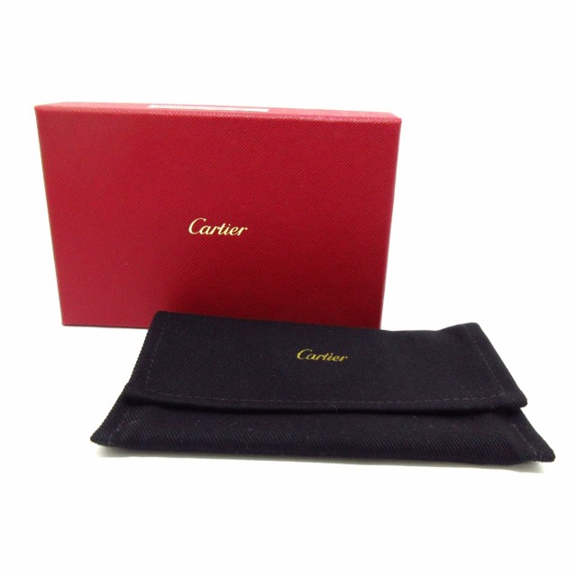 カルティエ Cartier 名刺入れ レディース 美品 カボション CRL3001367 黒×シルバー レザー×金属素材【中古】20230627