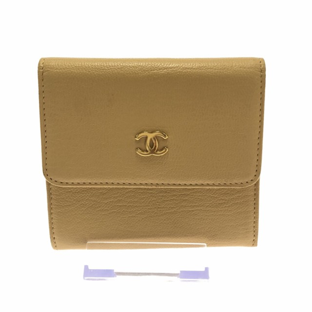 シャネル CHANEL Wホック財布 レディース 美品 - ベージュ ココマーク