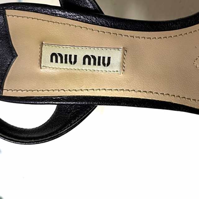 ミュウミュウ miumiu サンダル 37 レディース - 黒 オープントゥ