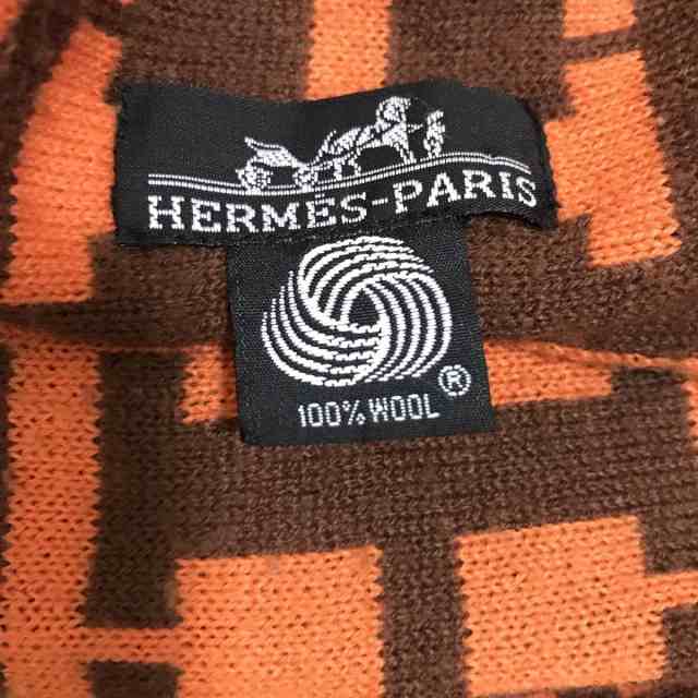 エルメス HERMES マフラー レディース - ダークブラウン×オレンジ H柄